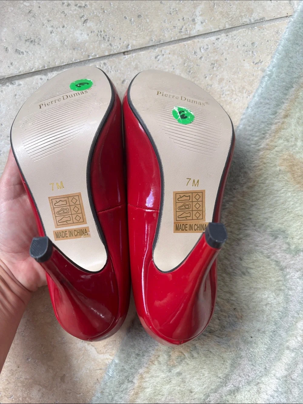 Pierre Dumas Red Patent Ruffle Peep-Toe Heels
